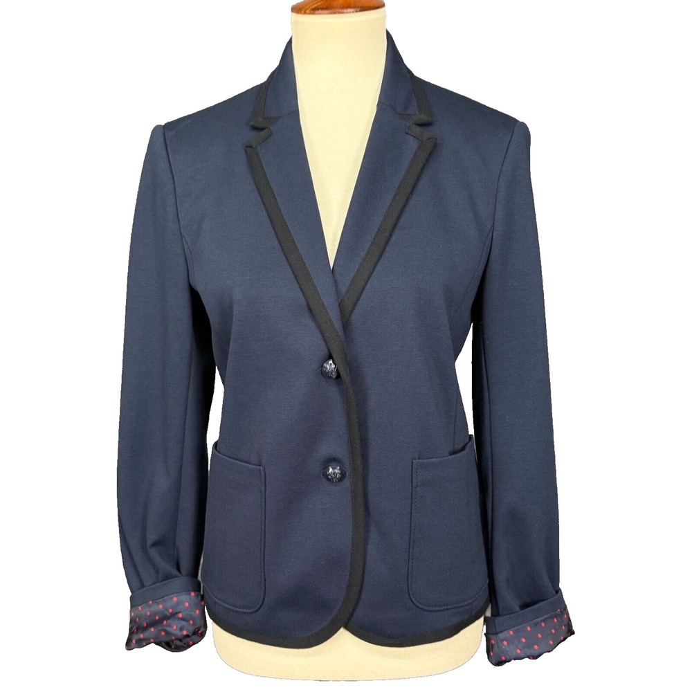 Gap Jacket Womens 8 Navy Blue‎ The Academy Blazer Flip Cuff Red Dot Preppy